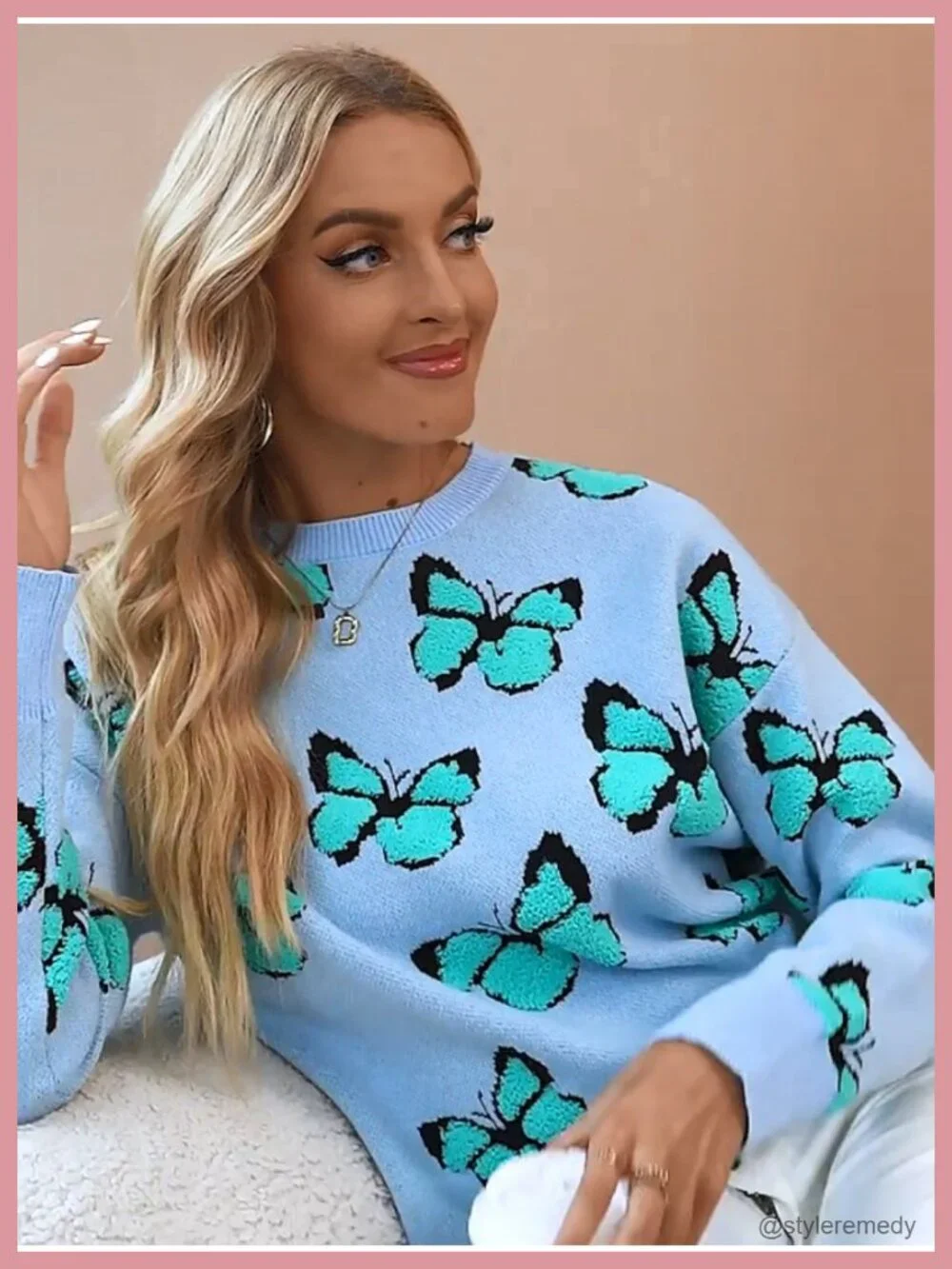 Women's Leopard Print Knitted Pullover Sweater Long Sleeve Crew Neck